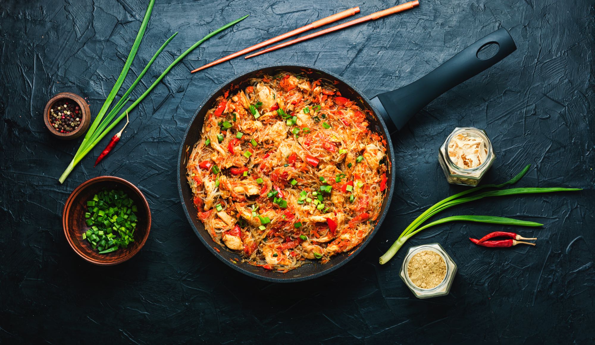 Nutrient-packed goodness of vegetable stir-fries in a pot with rice