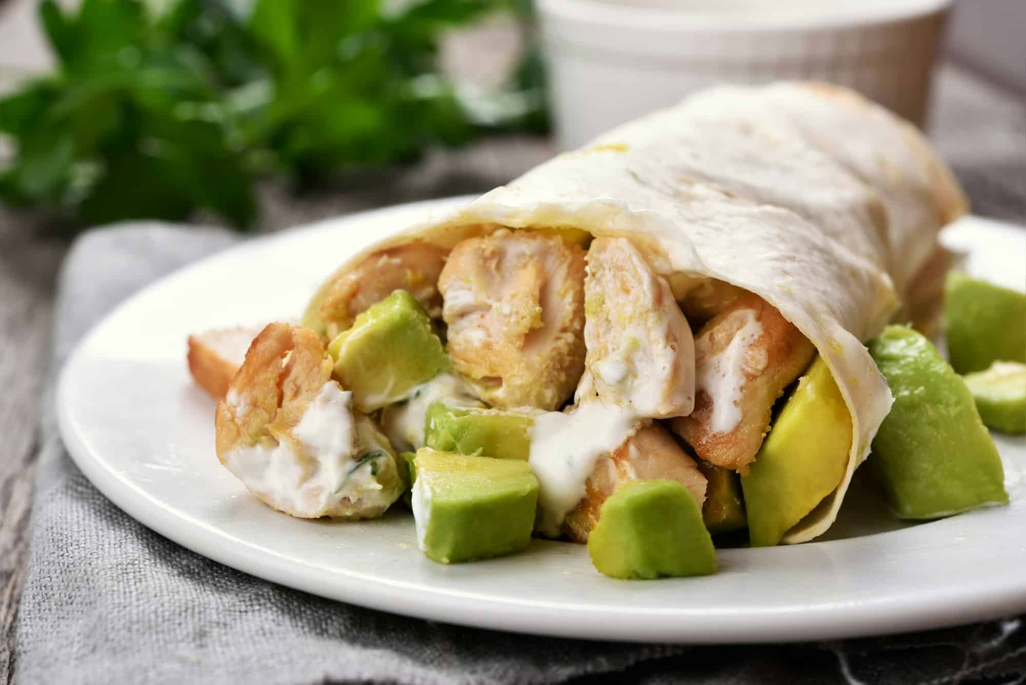 Wrap sandwich with chicken and avocado