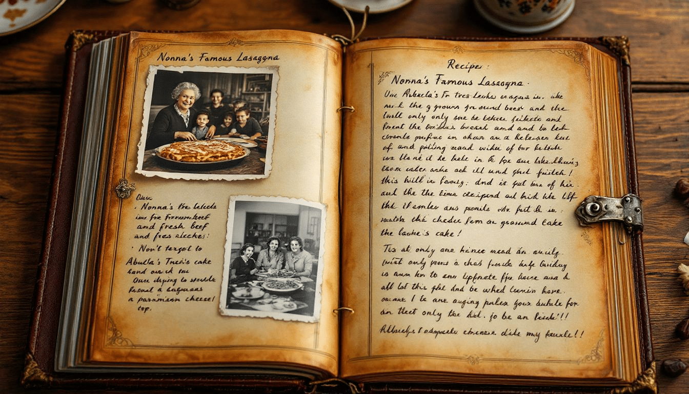 A collection of heirloom recipes and handwritten recipe cards showcasing family traditions.