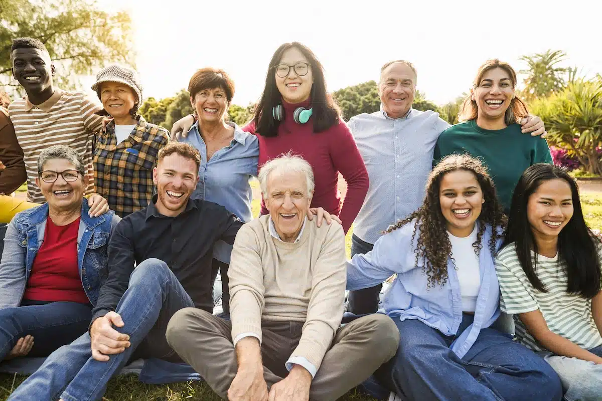 A group comprising multiple generations photographed together