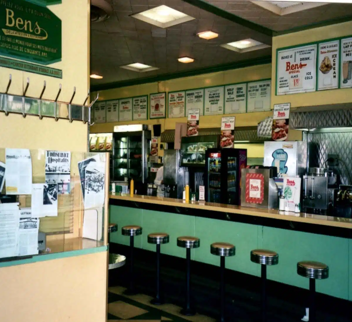 Photo of the counter at Ben's Delicatessen in Montreal that closed for good in 2006.
