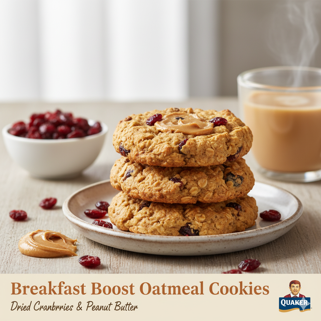 Breakfast Boost Oatmeal Cookies with Dried Cranberries from Pancake Mix