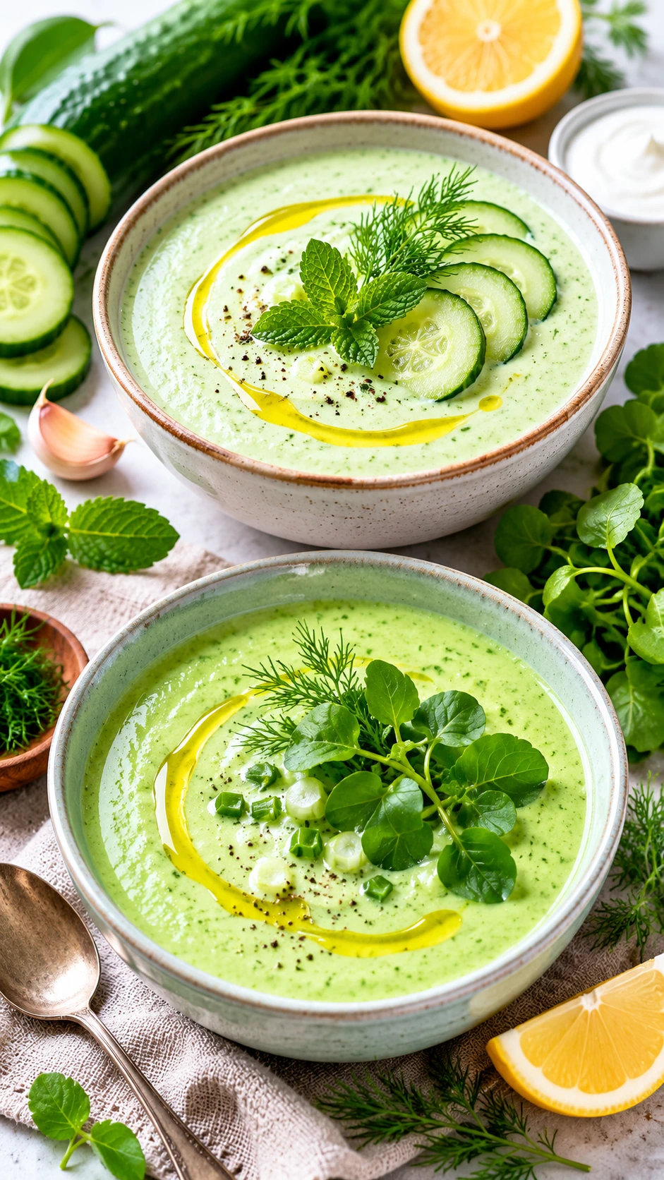Chilled cucumber soup recipes with herbs