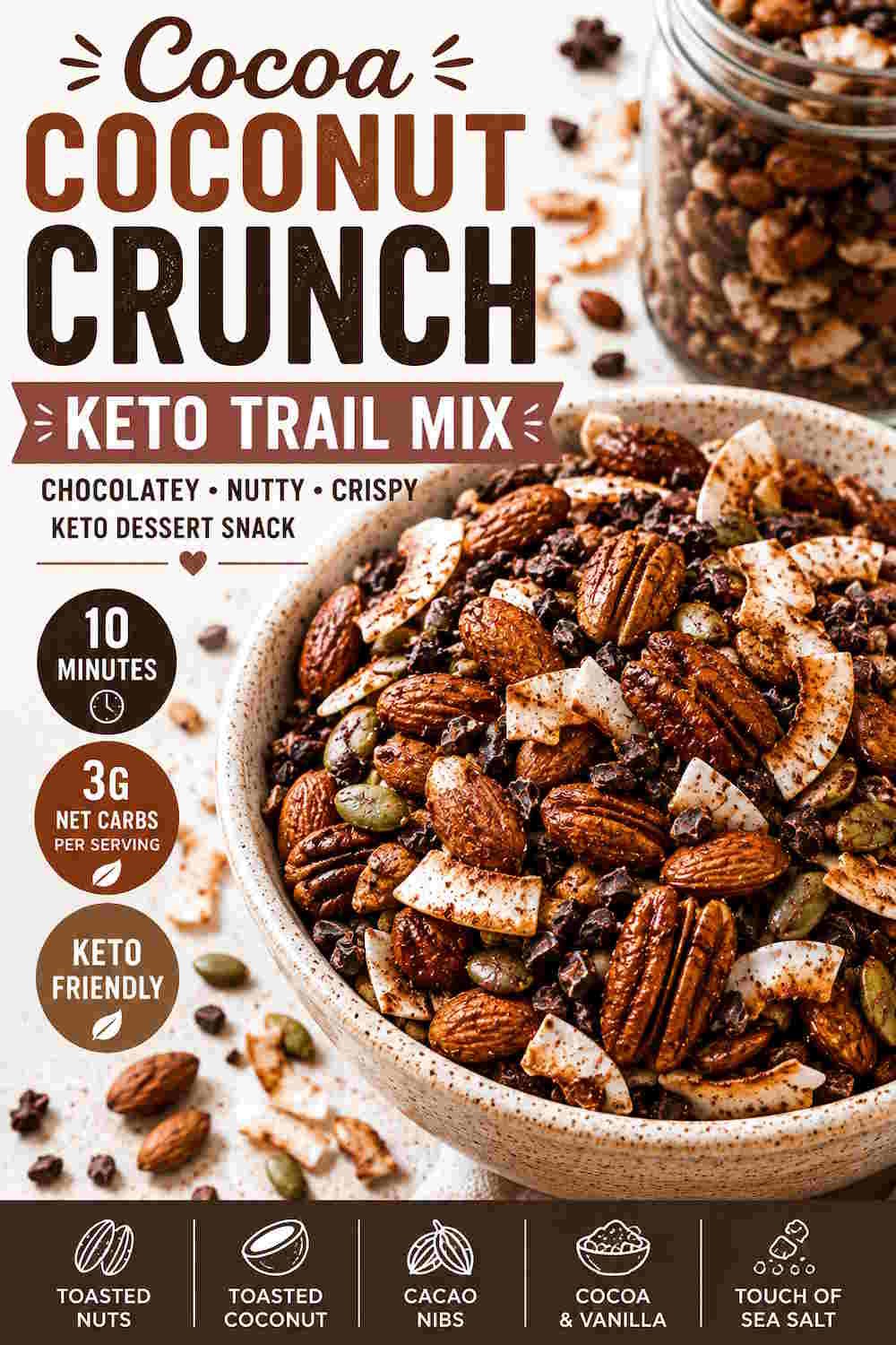 Keto Trail Mix | 3 Seed &Amp; Nut Energy Recipes 3 Cocoa Coconut Crunch Keto Trail Mix