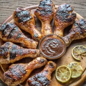 6 chicken drumsticks grilled following Dad's BBQ Chicken recipe