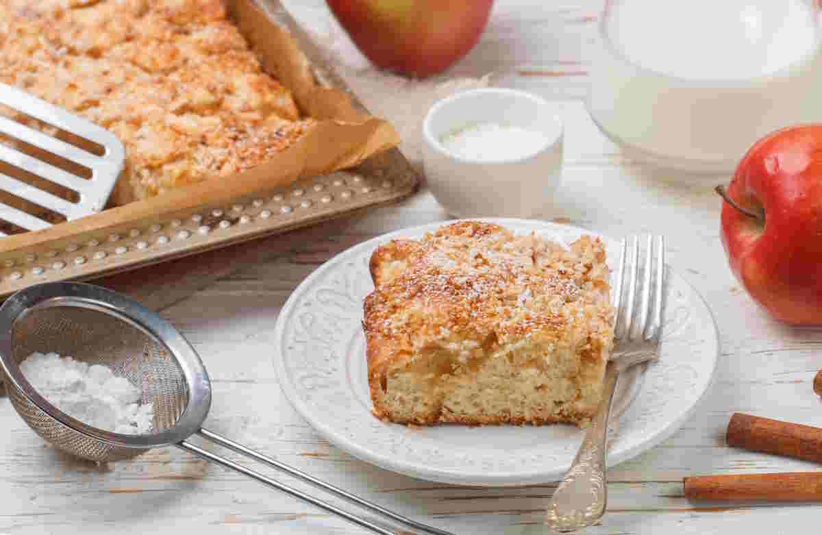 slice of the easy apple cake recipe
