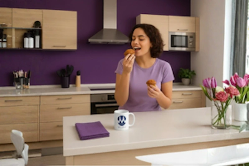 Les Légendaires Muffins Au Son Des Restaurants Murray'S : Une Recette Recréée 2 Woman Enjoying a bran muffin with a replica Murray's mug filled with hot coffee