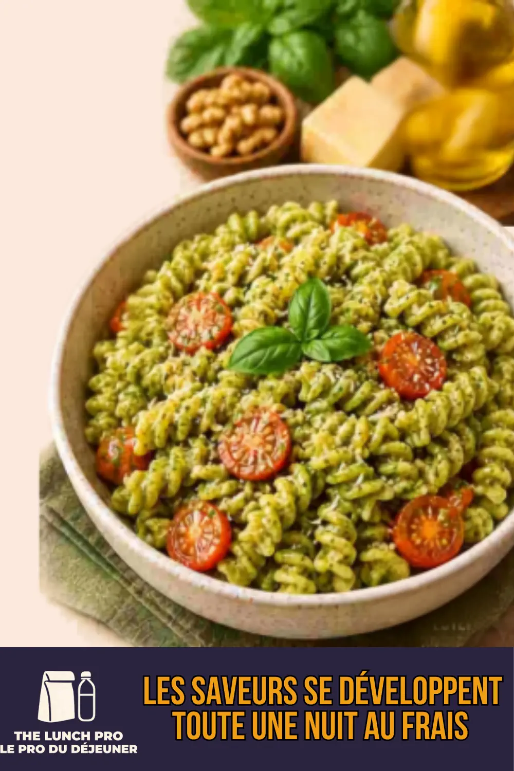Salade De Pâtes : 3 Recettes Froides Aux Herbes Pour Le Déjeuner 1 Fusilli froids au pesto de basilic
