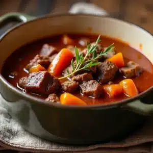 Grandma's beef stew uses preserved root vegetables and farm-fresh meat for authentic flavour