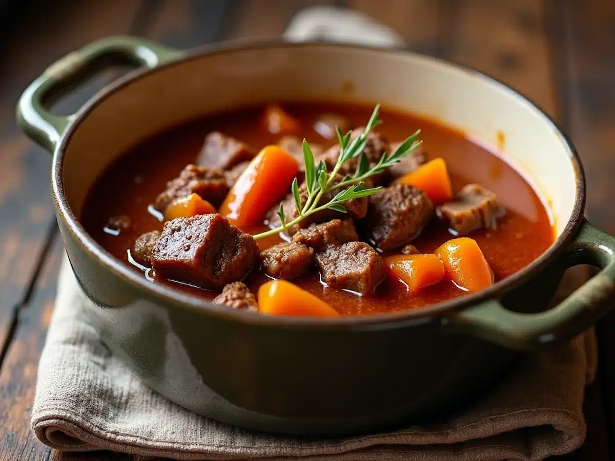 Grandma's beef stew uses preserved root vegetables and farm-fresh meat for authentic flavour