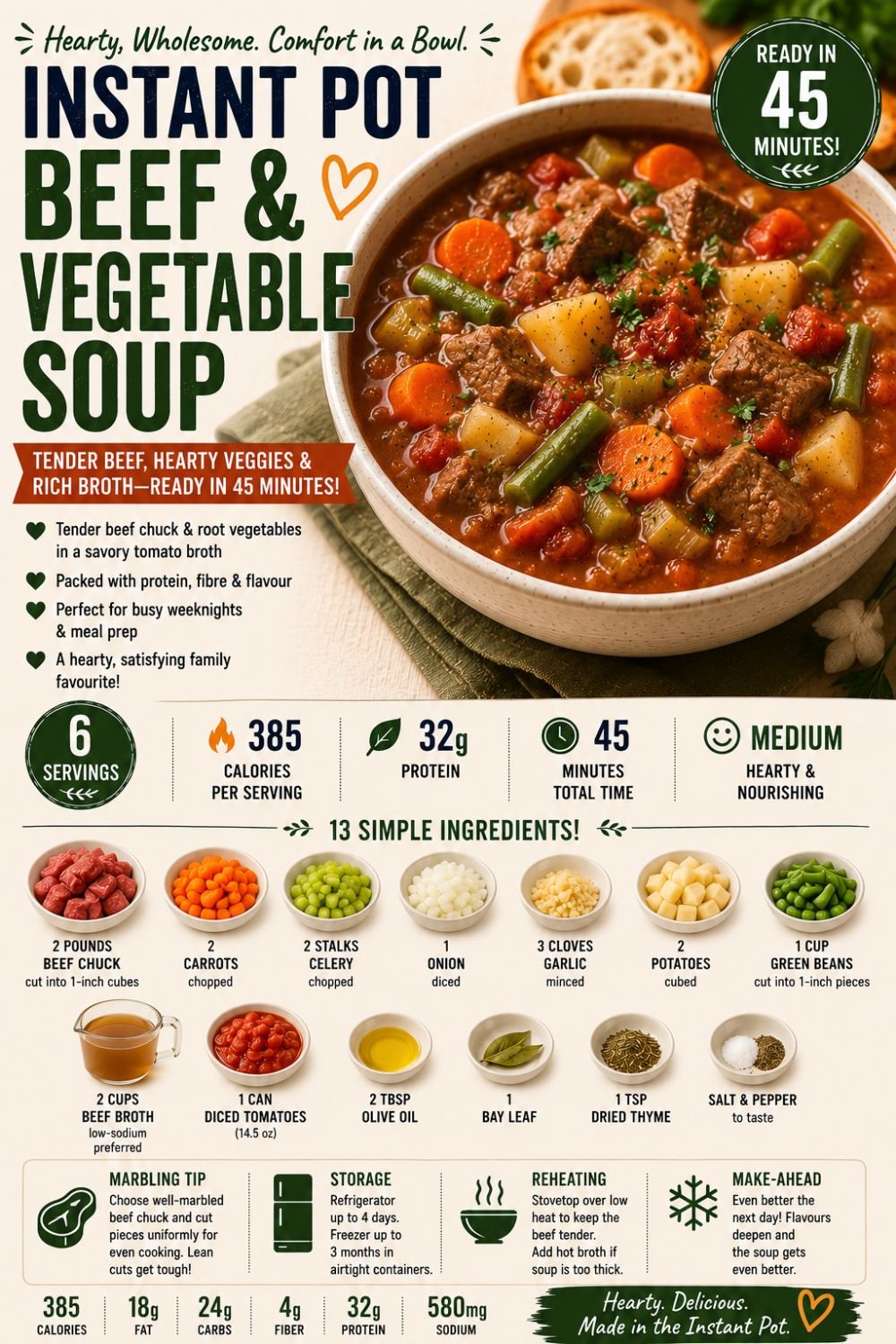 Quick Soup Recipes | 13 Instant Pot Soups Under 35 Min 9 Instant Pot Beef and Vegetable Soup