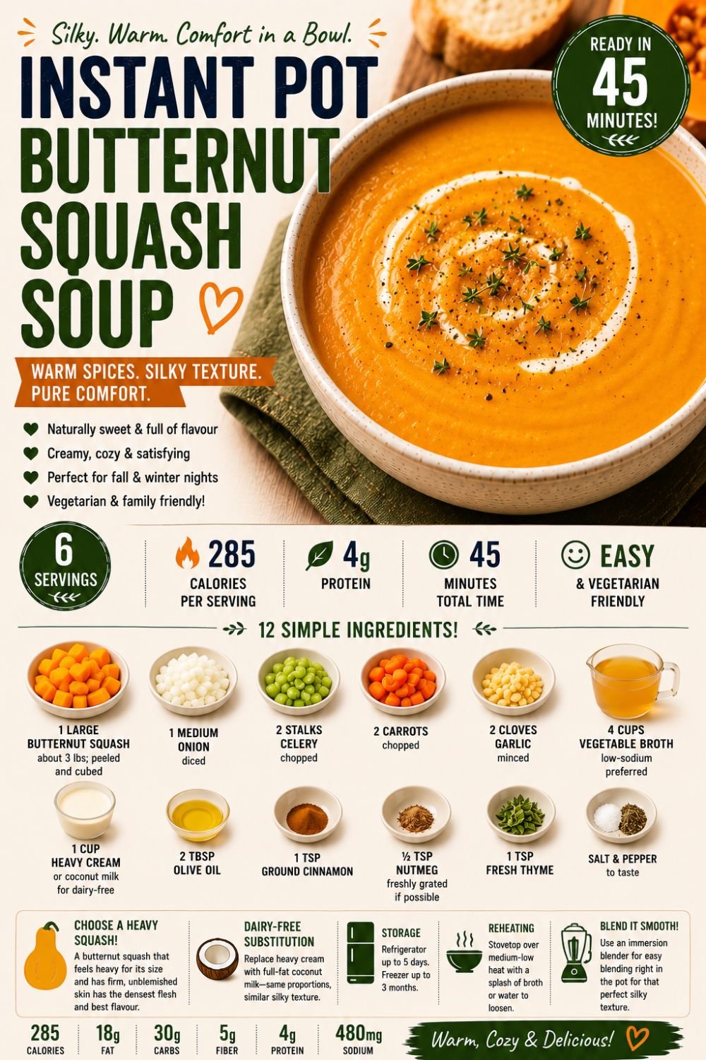 Quick Soup Recipes | 13 Instant Pot Soups Under 35 Min 17 Instant Pot Butternut Squash Soup