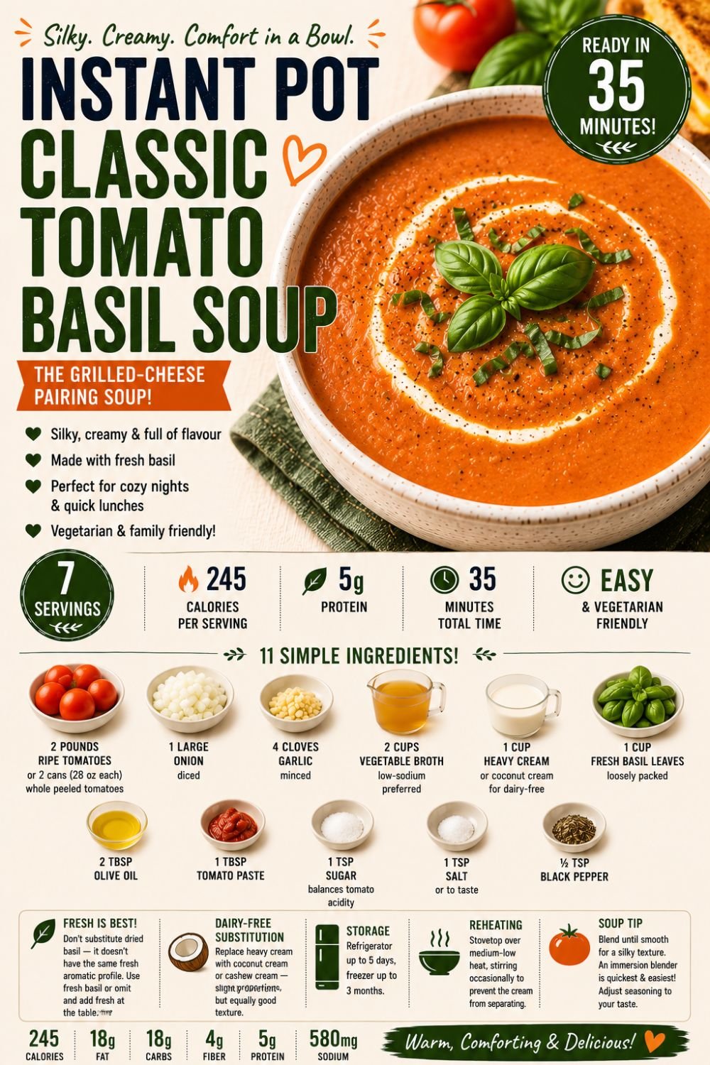 Quick Soup Recipes | 13 Instant Pot Soups Under 35 Min 13 Instant Pot Classic Tomato Basil Soup