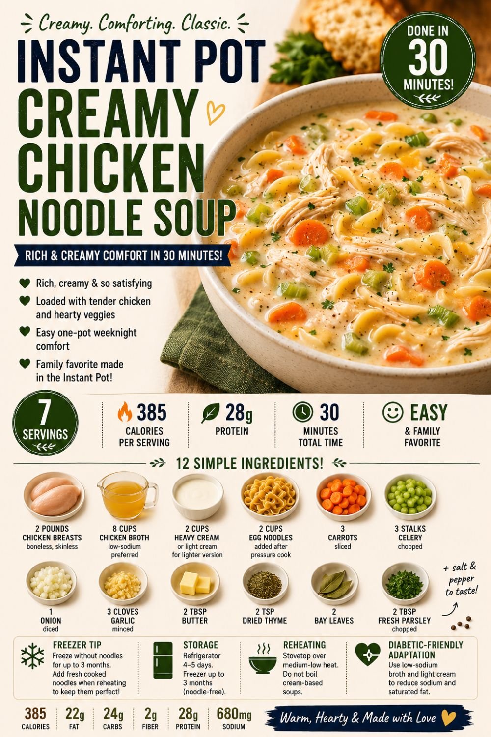 Quick Soup Recipes | 13 Instant Pot Soups Under 35 Min 3 Instant Pot Creamy Chicken Noodle Soup