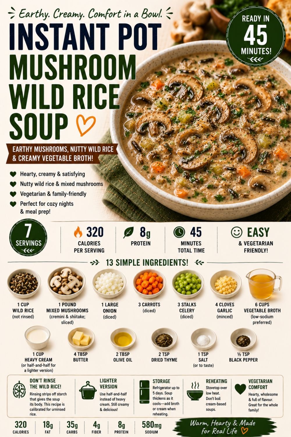 Quick Soup Recipes | 13 Instant Pot Soups Under 35 Min 11 Instant Pot Mushroom Wild Rice Soup