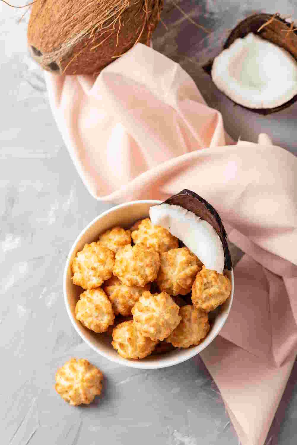 Keto Coconut macaroons in a bowl