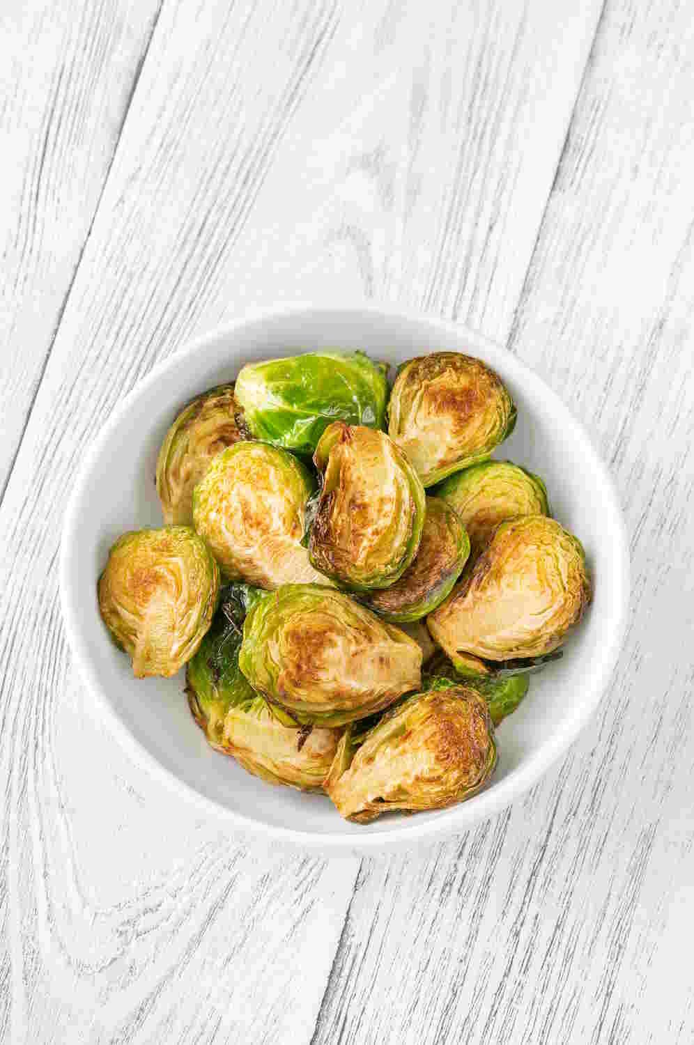 Keto Brussels Sprouts | 5 Ways To Make Them Irresistible 1 Keto Brussels Sprouts, roasted in the white bowl