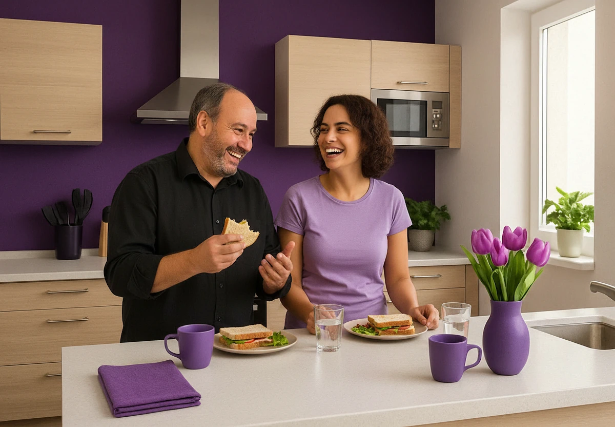 Man resembling Jon Simon and the Lunch Pro Model Woman Enjoying Lunch Together 1