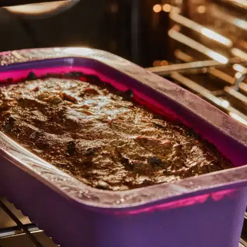 Metaloaf in a loaf pan in the oven