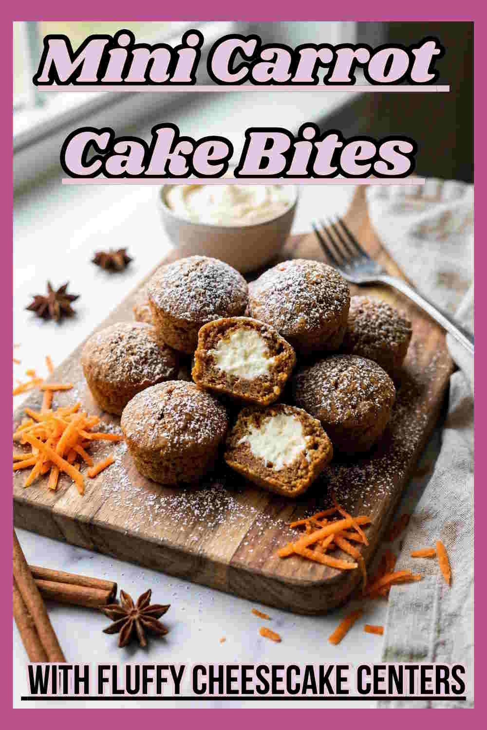 Mini Carrot Cake Bites With Fluffy Cheesecake Centers