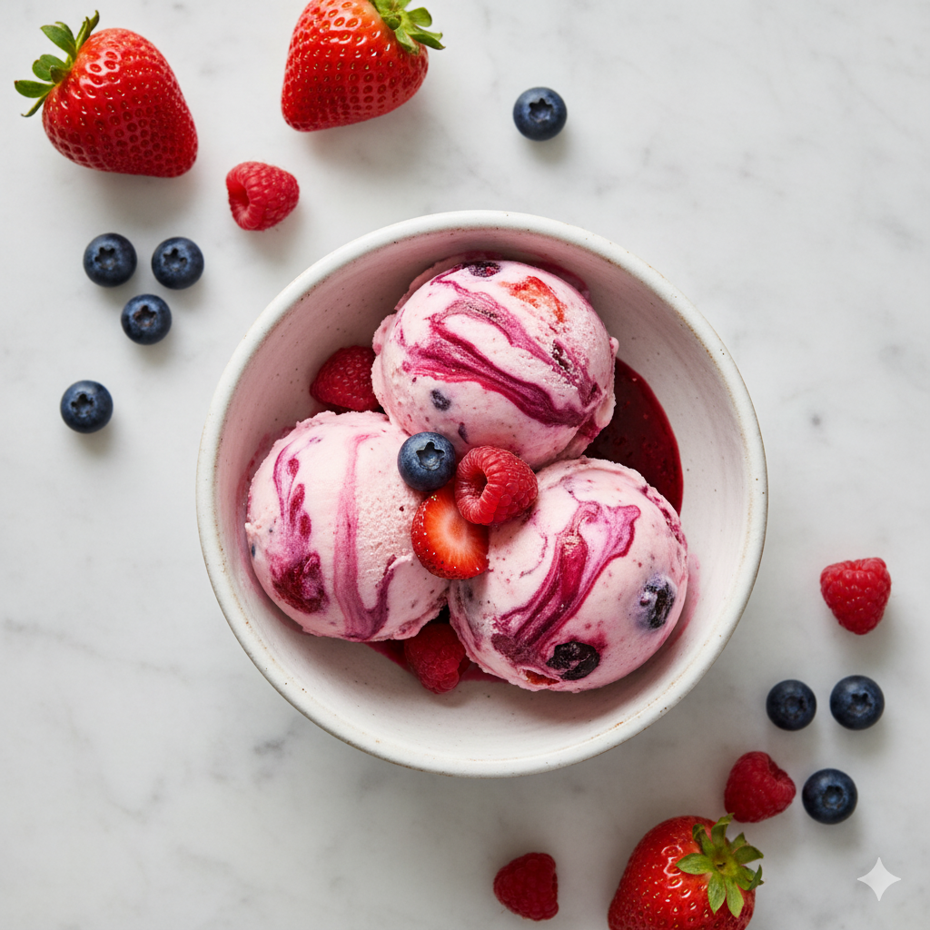 10 Low-Sugar Frozen Yogurt Recipes That Are Surprisingly Easy To Make And Make Your Taste Buds Dance 10 Mixed Berry Swirl Low-Sugar Frozen Yogurt
