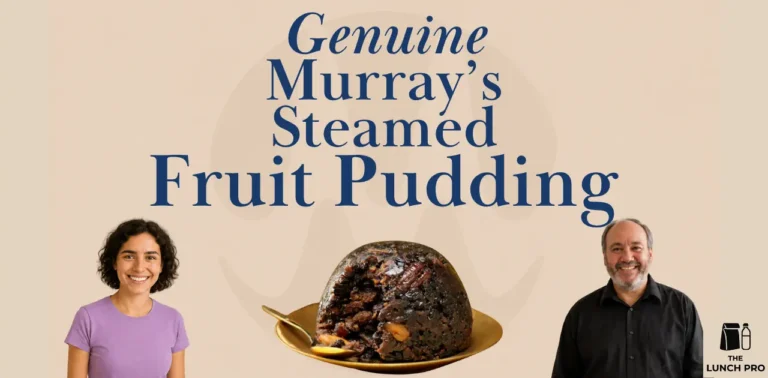 Steamed fruit pudding with smiling people
