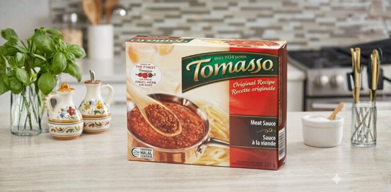 Frozen Piazza Tomasso meat sauce in packaging.
