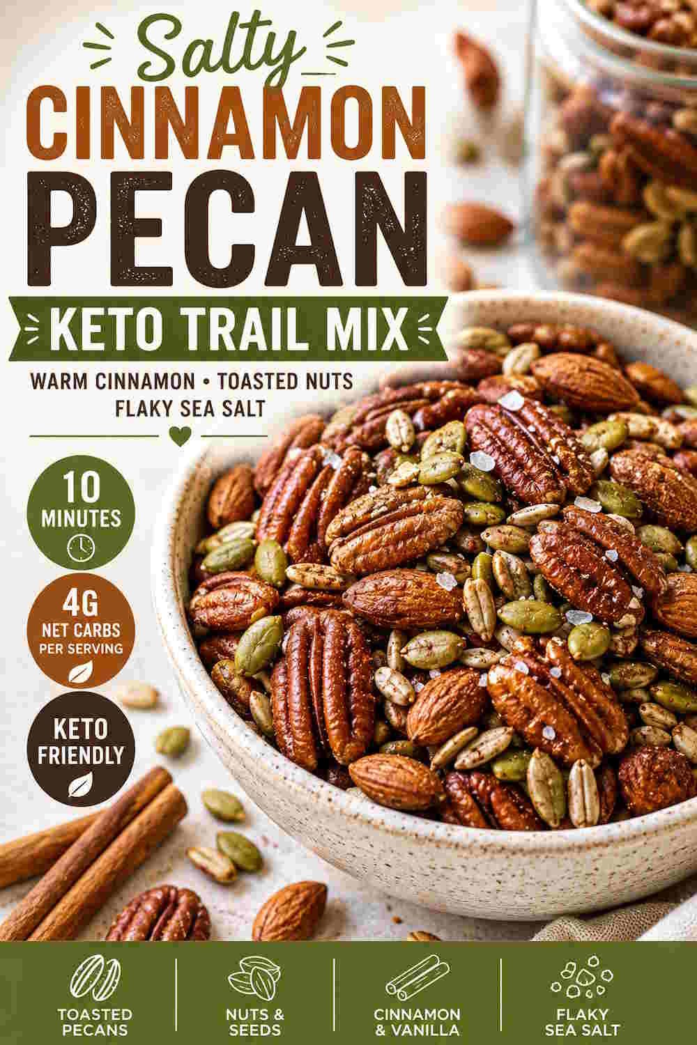 Keto Trail Mix | 3 Seed &Amp; Nut Energy Recipes 1 Salty Cinnamon Pecan Keto Trail Mix