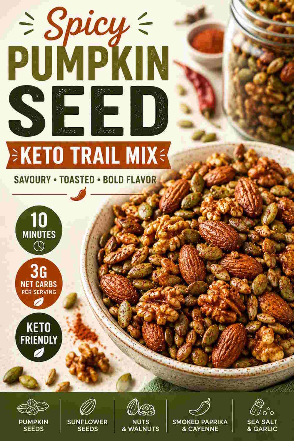 Keto Trail Mix | 3 Seed &Amp; Nut Energy Recipes 5 Spicy Pumpkin Seed Keto Trail Mix
