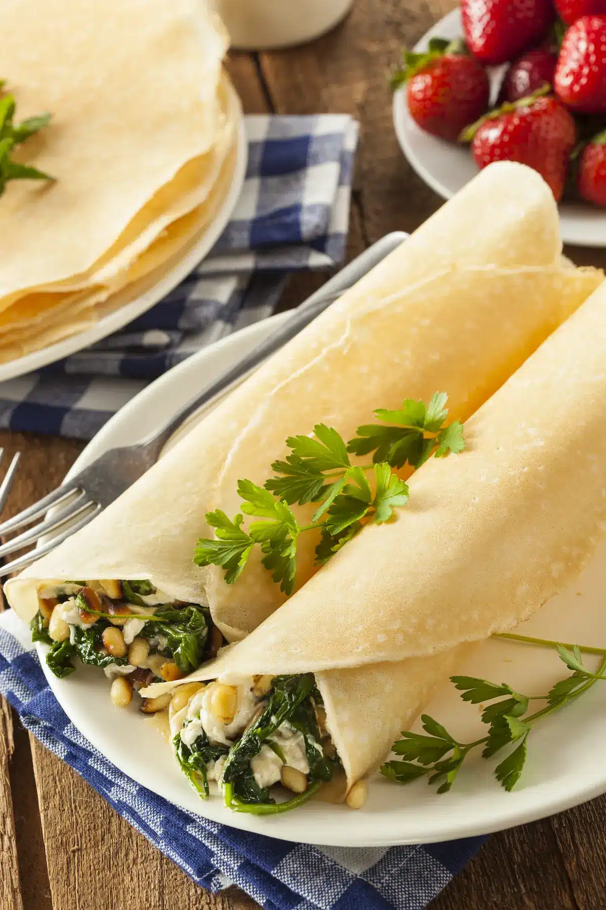 Spinach and feta wrap made with homemade tortilla