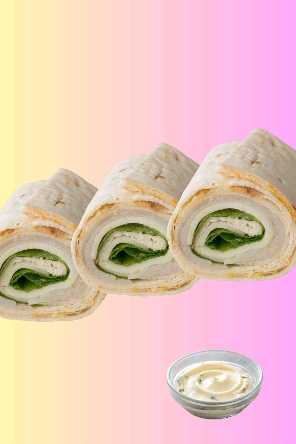 Turkey and Cheese Pinwheels with Ranch sauce