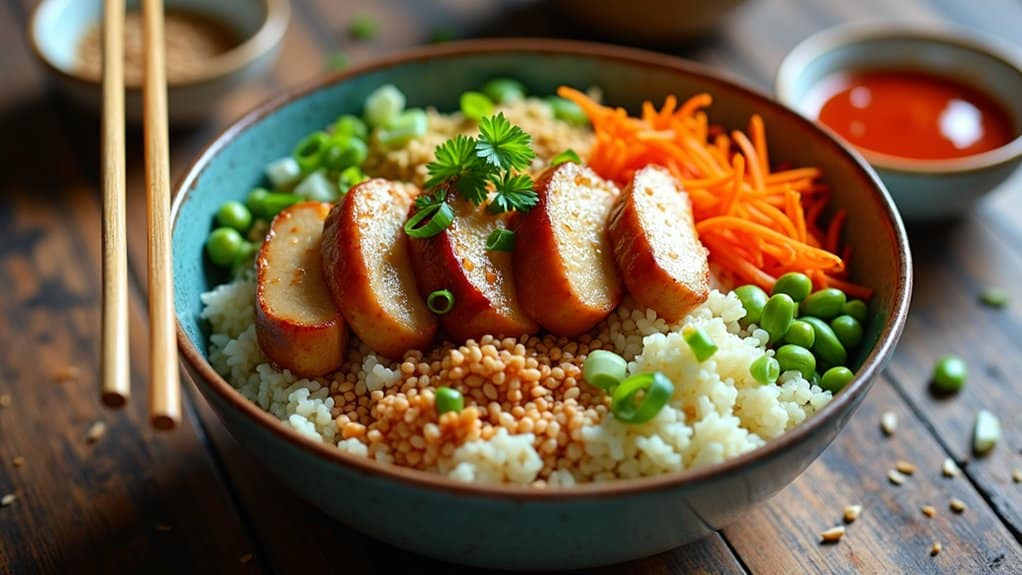 asian chicken rice bowls