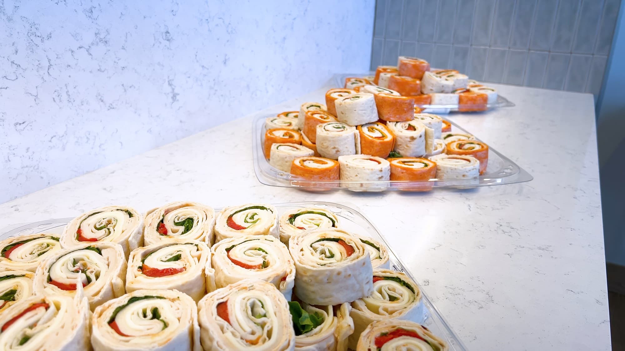 Assorted Pinwheel Sandwiches Ready for Snacking