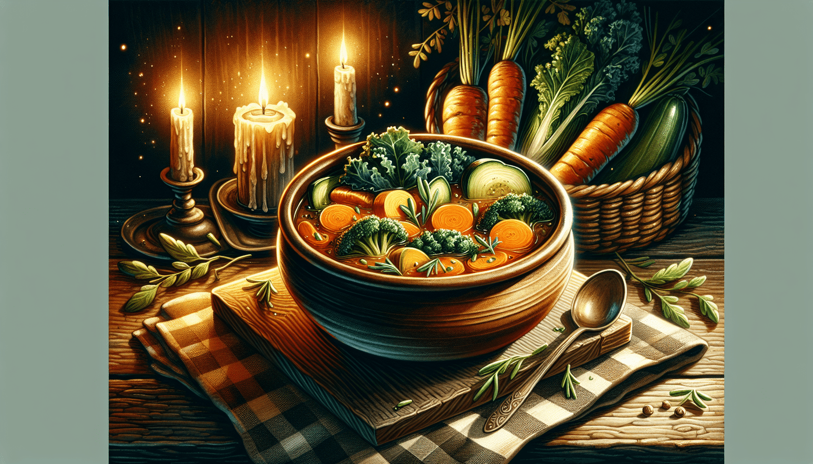 A heartwarming illustration of comforting soups and stews, ideal for cold winter nights.