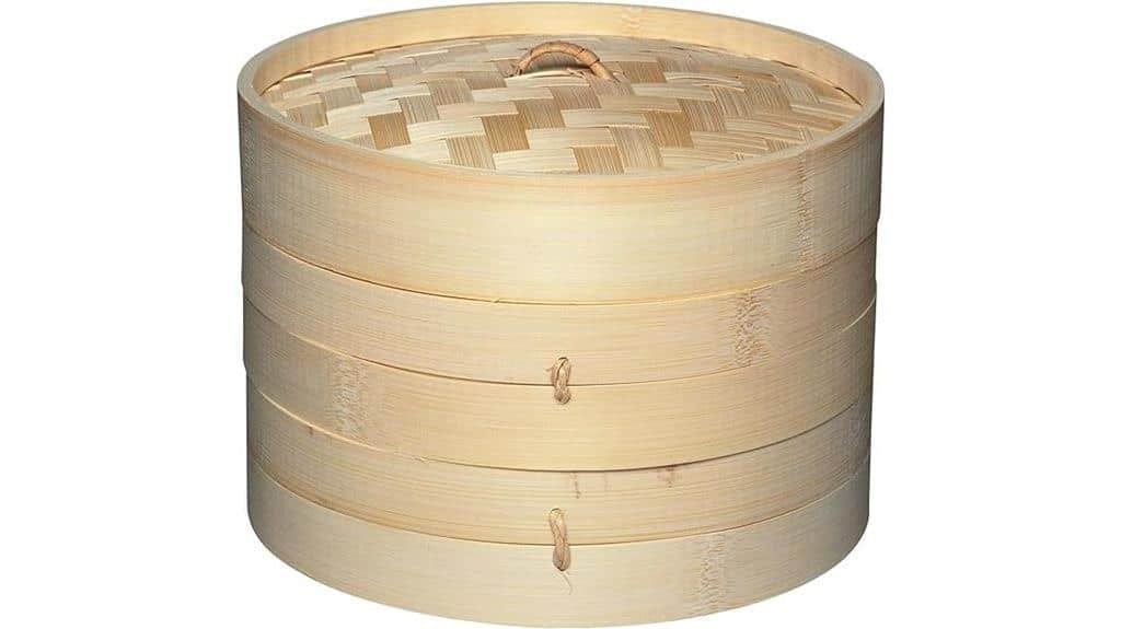 bamboo steamer basket beige