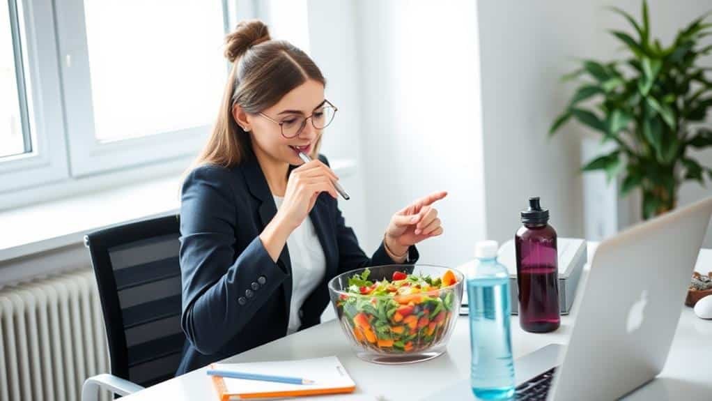 A woman taking Power Lunch breaks when working from home