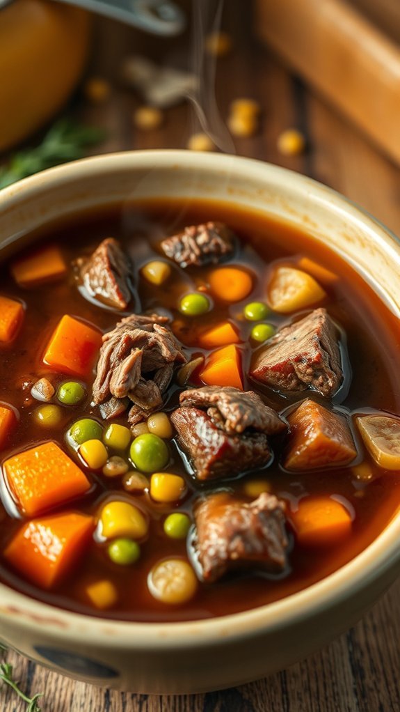 Beef Shank Soup With Vegetables 2 brown beef shanks patiently