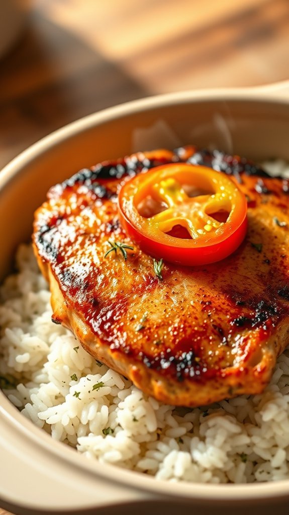 Deliciously Easy Pork Chop Casserole Delight 4 brown chops for flavor