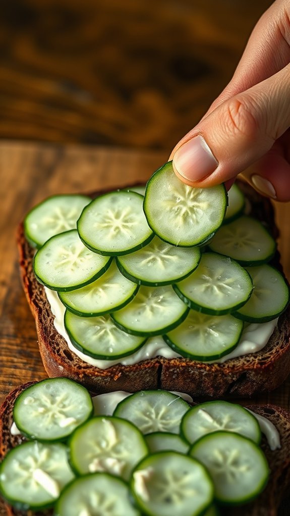 Cucumber Sandwiches 4 carefully layer cucumber slices