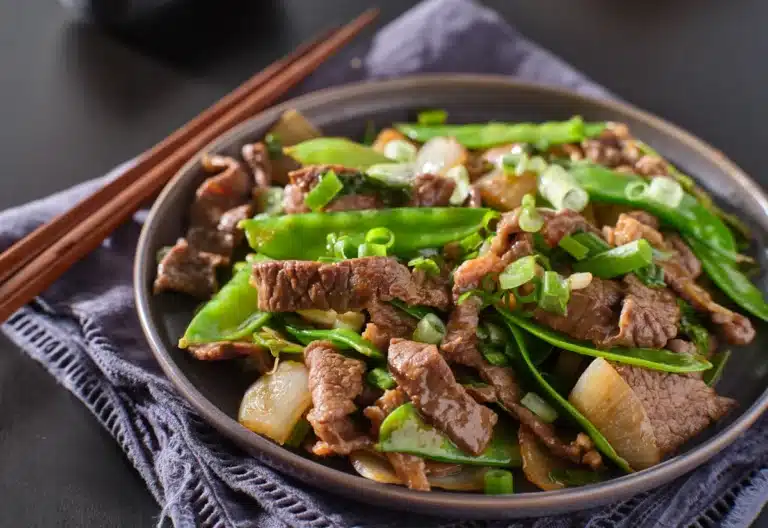 Beef and snow peas, a healthy Chinese Recipes