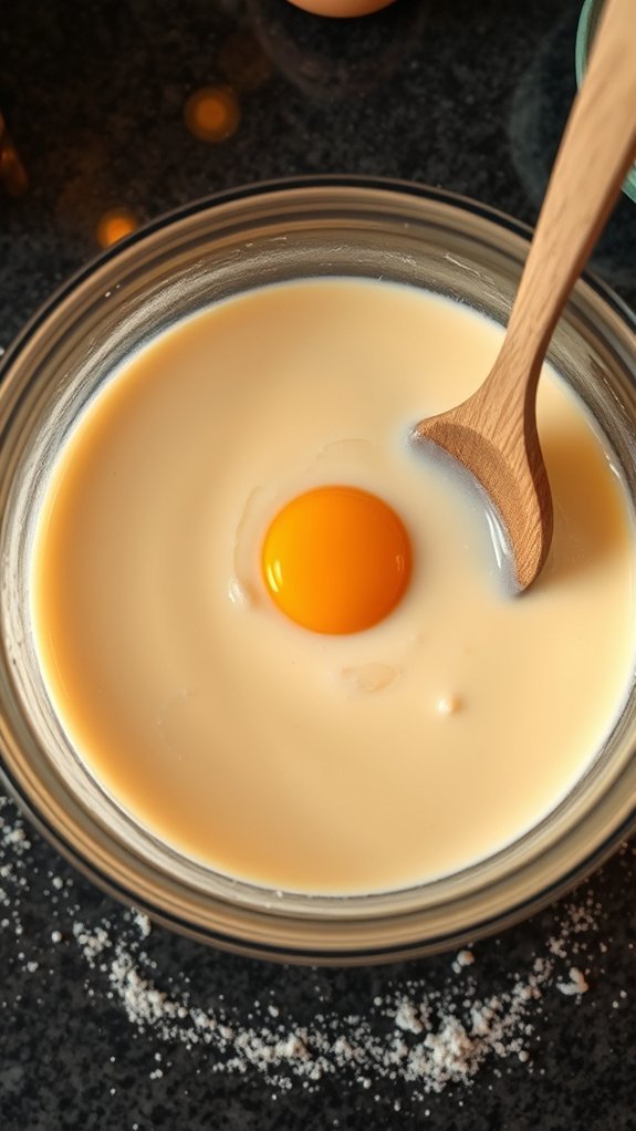 combine beat add flour