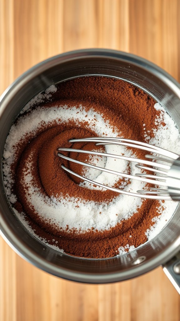 Mississippi Mud Sauce 2 combine sugar cocoa whisk