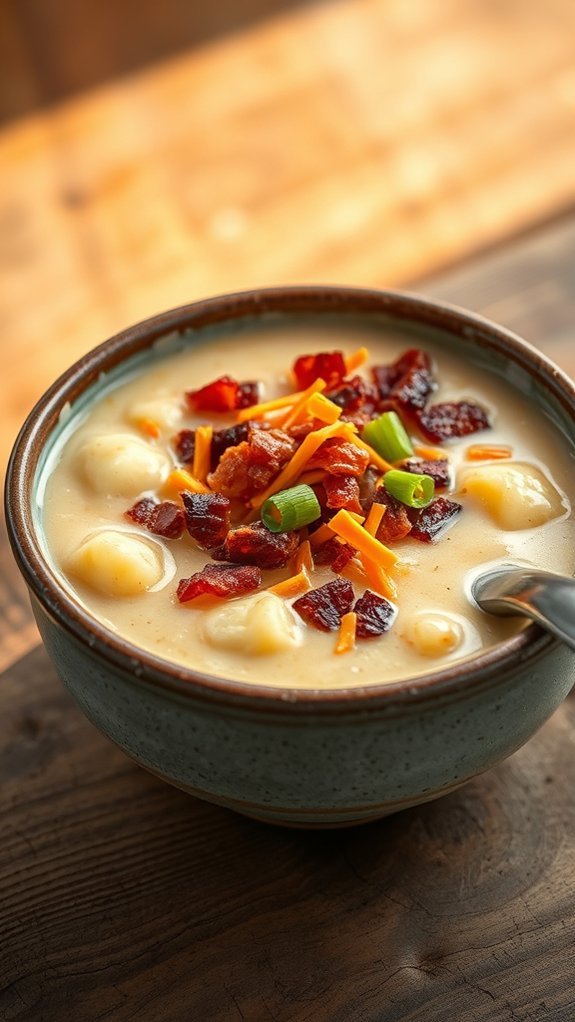 soupe de pommes de terre réconfortante et chargée