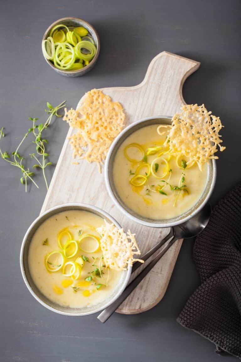 creamy Leek and Potato Soup in bowl