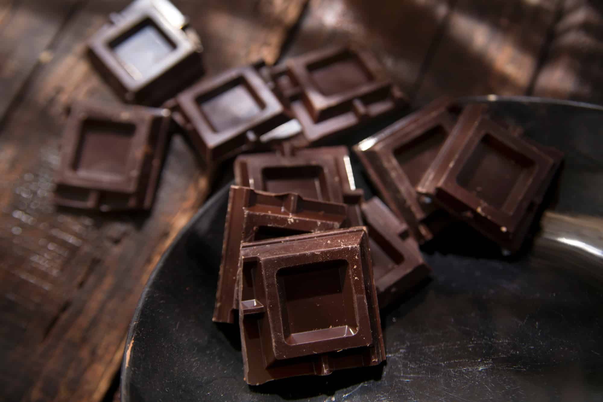 Cubes of dark chocolate