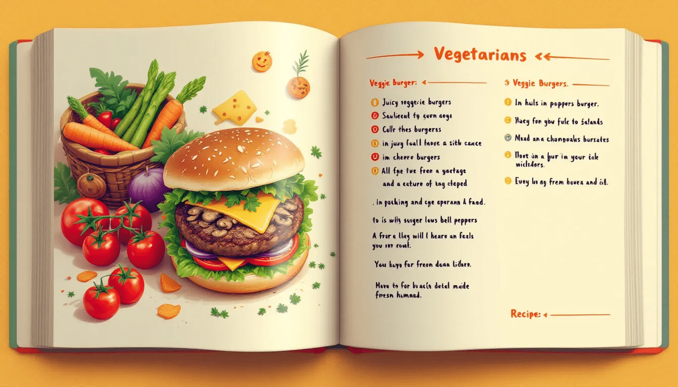A variety of flavorful vegetarian options, including veggie burgers and fresh ingredients.