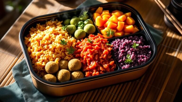 Colourful lunchbox with varied International Recipes.