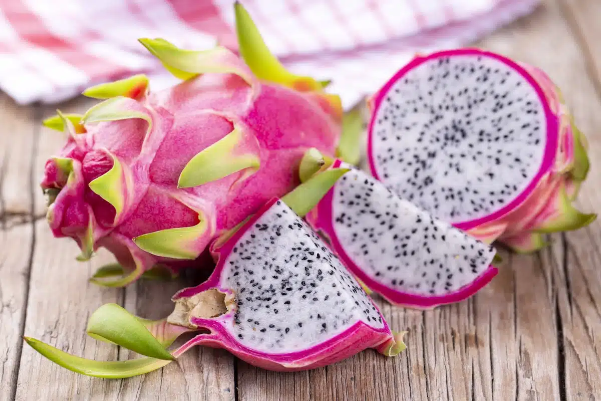 Flavourful Chinese Lunch Ideas include this dragon-fruit-isolated-on-wooden-background