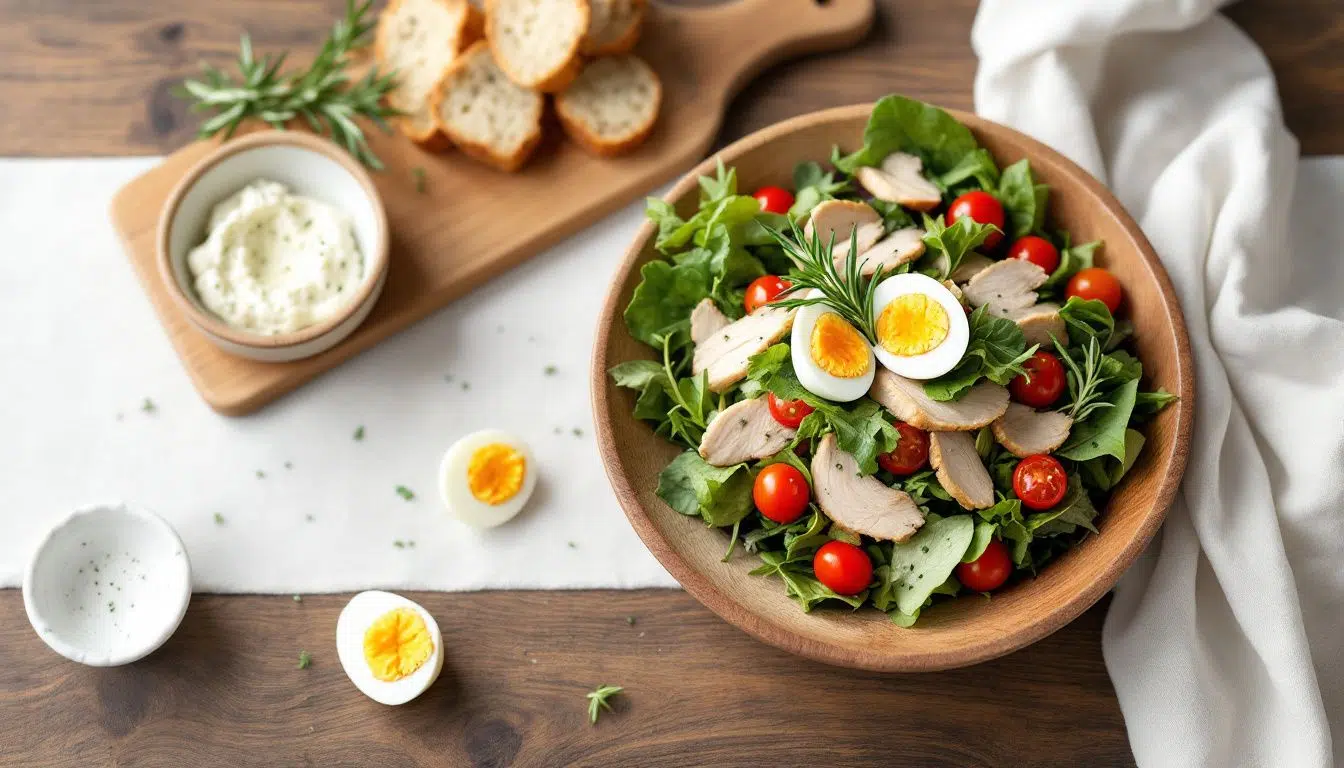 Protein-packed lunches including chicken salad and hard boiled eggs.