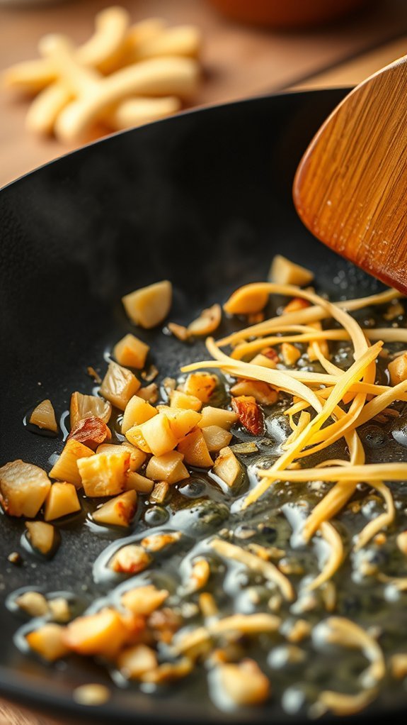 Chinese Sautéed Bok Choy 3 fry garlic and ginger